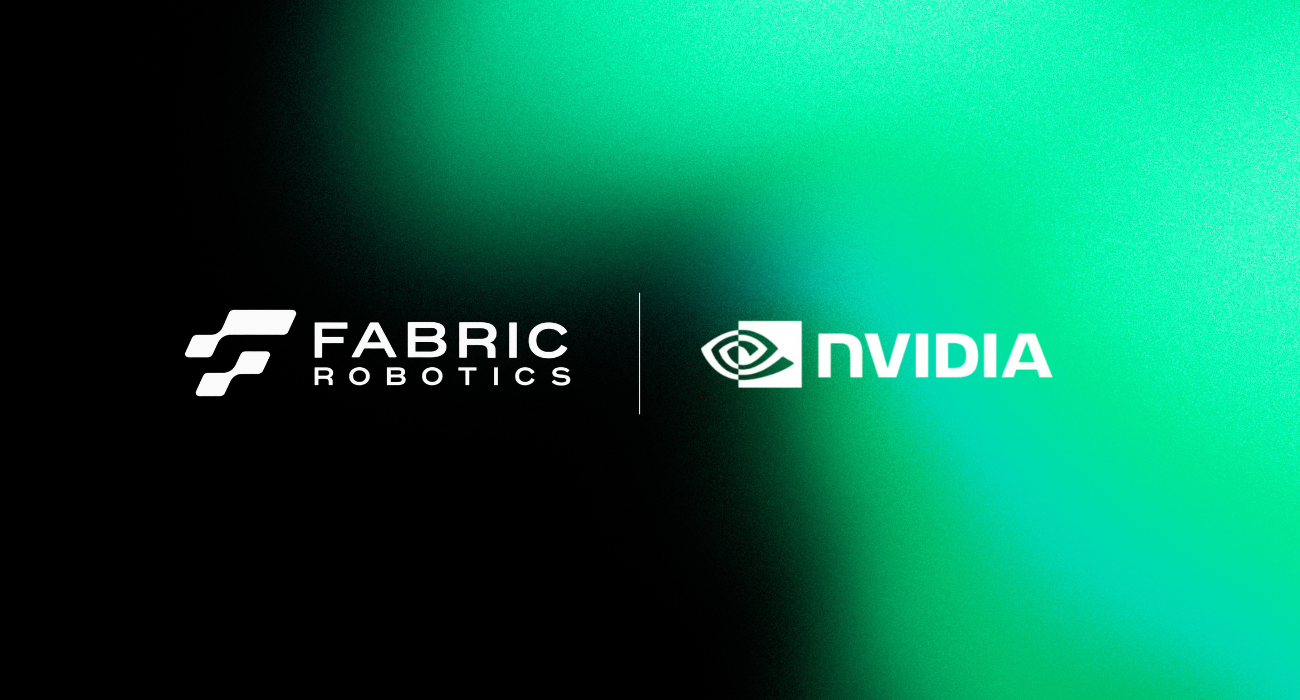 Fabric Robotics and NVIDIA logos on a green and black background